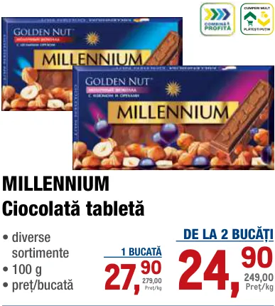 MILLENNIUM Ciocolată tabletă, 100 g