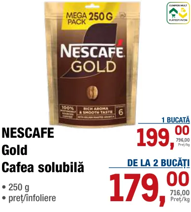 NESCAFE Gold Cafea solubilă, 250 g