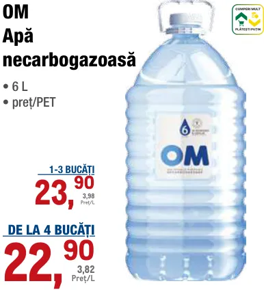 OM Apă necarbogazoasă, 6 L
