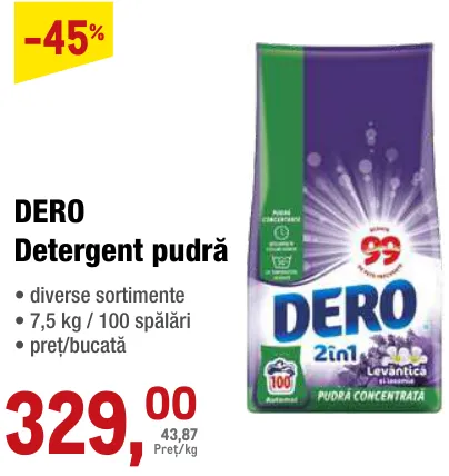 DERO Detergent pudră 7,5 kg