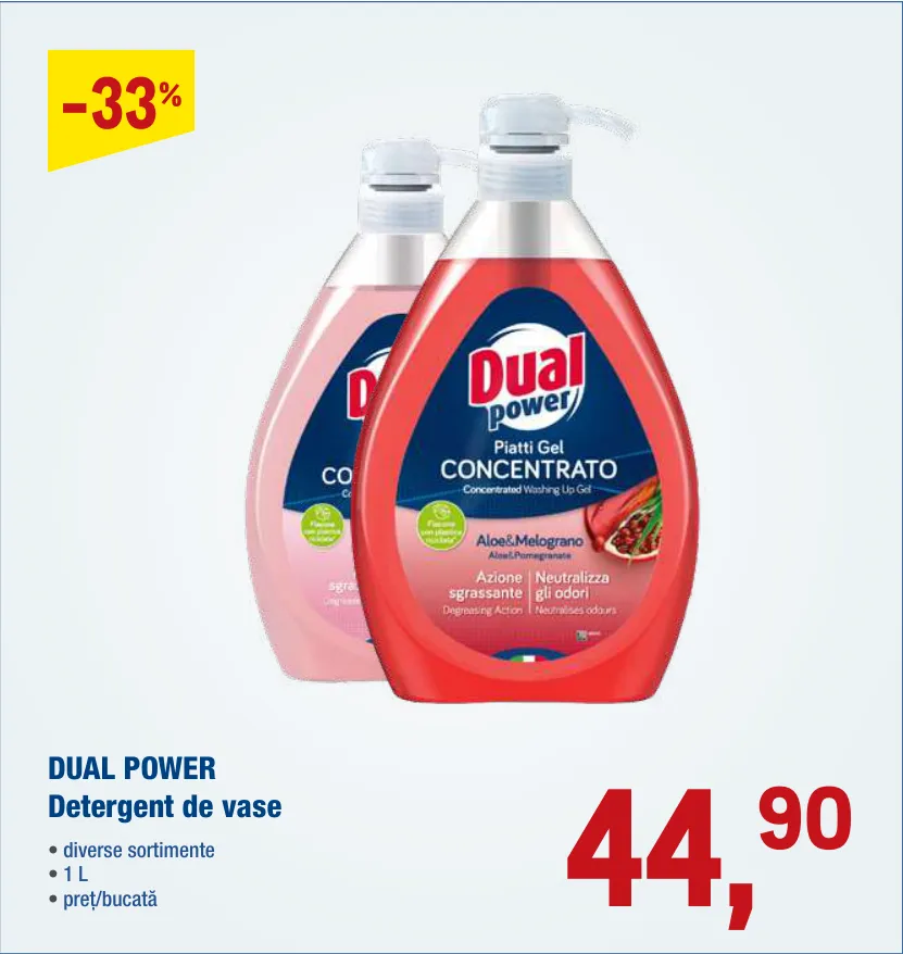 DUAL POWER detergent de vase, 1 L