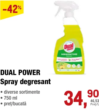 DUAL POWER spray degresant, 750 ml
