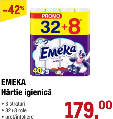 EMEKA туалетная бумага, 32+8 рулонов