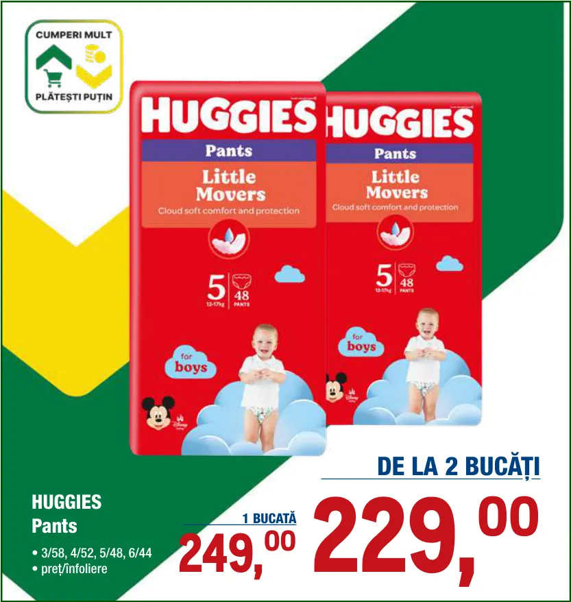 HUGGIES Pants, 58/52/48/44 bucăți