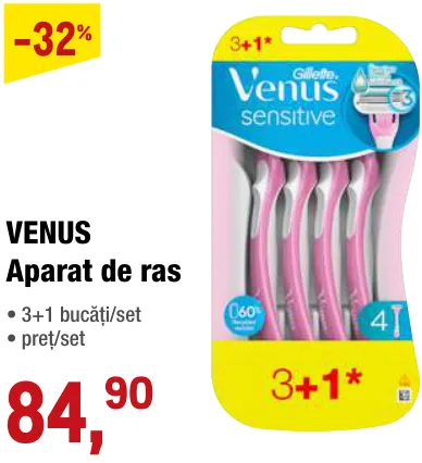 VENUS Aparat de ras, 3+1 bucăți/set