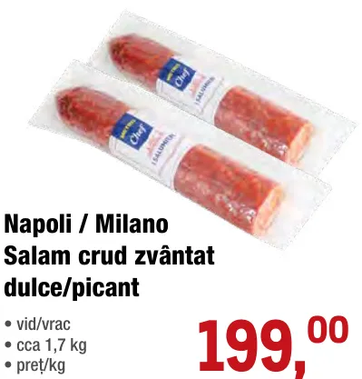 METRO Chef Salam crud zvântat Napoli / Milano, dulce/picant, cca 1,7 kg