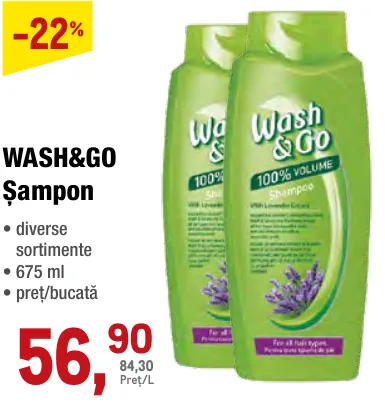 WASH&GO Șampon, 675 ml
