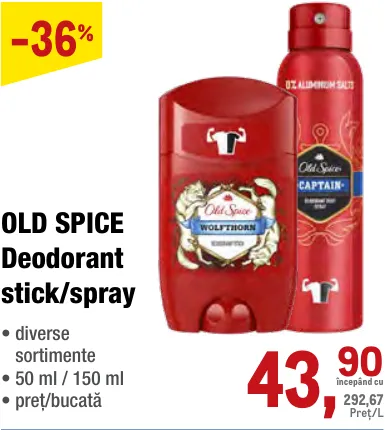 OLD SPICE Deodorant stick/spray, 50 ml / 150 ml
