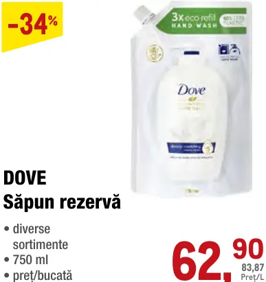DOVE Rezervă de săpun, 750 ml
