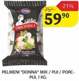 Pelmeni „Donna” mix / pui / porc-pui, 1 kg