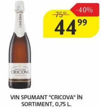 Vin spumant „Cricova”, în sortiment, 0,75 L