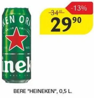 Bere „Heineken”, 0,5 L
