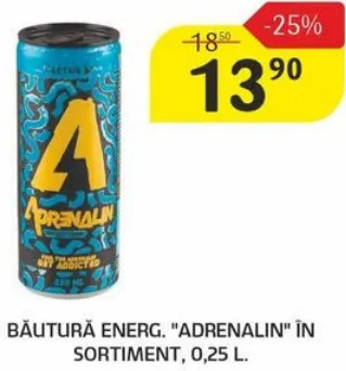 Băutură energizantă „Adrenalin” în sortiment, 0,25 L