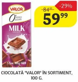 Ciocolată „Valor” în sortiment, 100 g