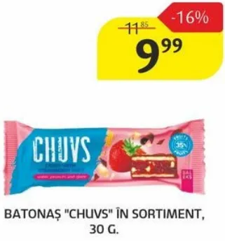 Batonaș „Chuvs” în sortiment, 30 g