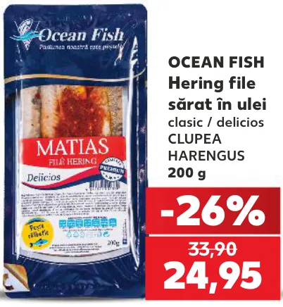 OCEAN FISH Hering file sărat în ulei, 200 g