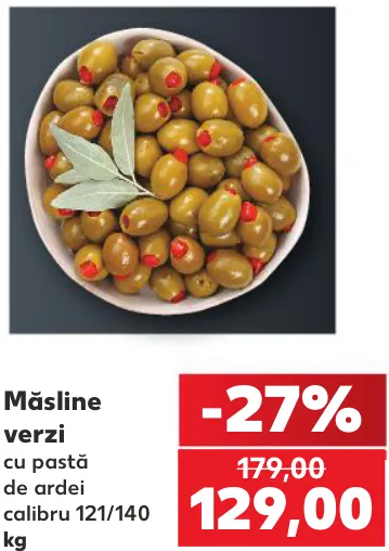 Măsline verzi cu pastă de ardei, kg