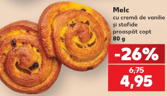 Melc cu cremă de vanilie și stafide, 80 g