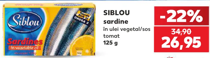 SIBLOU Sardine în ulei vegetal/sos tomat, 125 g