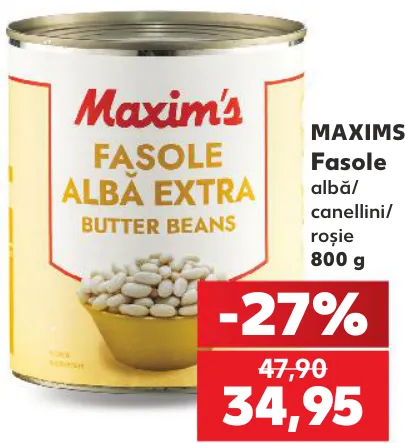 MAXIMS Квасоля біла/каннелліні/червона, 800 г