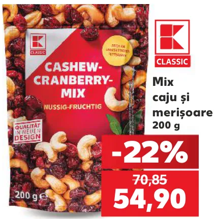 K-Classic Mix de caju și merișoare, 200 g