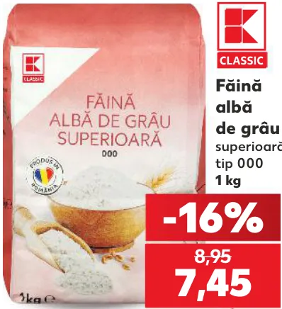 K-Classic Făină albă de grâu superioară, tip 000, 1 kg