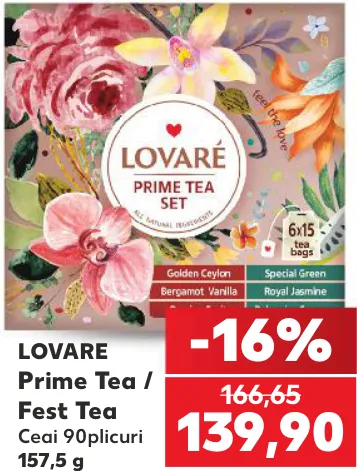 Lovare Ceai Prime Tea / Fest Tea, 90 plicuri, 157,5 g