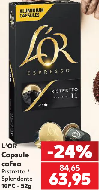 Capsule de cafea L’OR Ristretto / Splendente, 10 capsule, 52 g