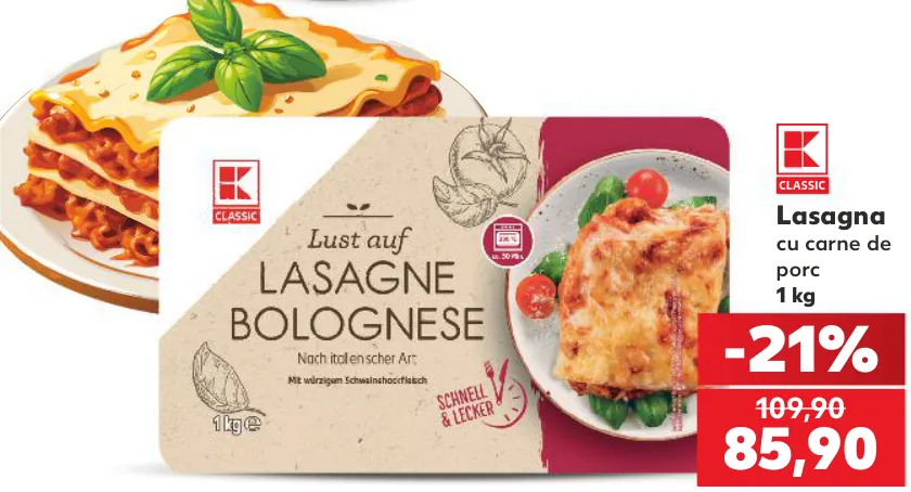 Lasagna cu carne de porc K-Classic, 1 kg
