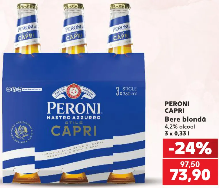 Bere blondă Peroni Capri, 3 x 0,33 l