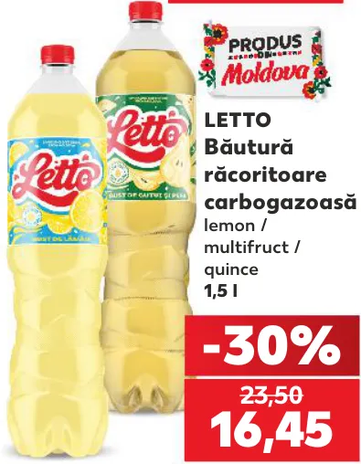 Letto Băutură răcoritoare carbogazoasă lămâie / multifruct / gutuie 1,5 l