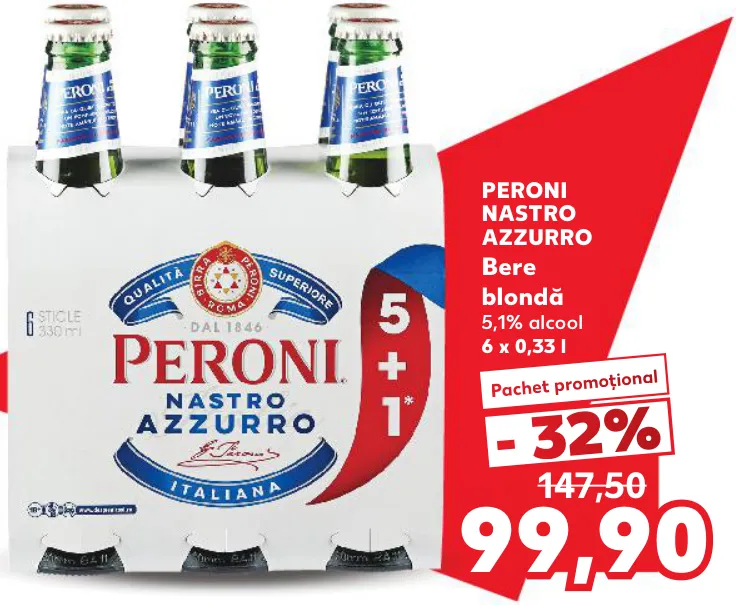 Peroni Nastro Azzurro Светлое пиво 6 × 0,33 л