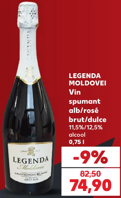Vin spumant alb / rosé brut / dulce Legenda Moldovei, 0,75 l