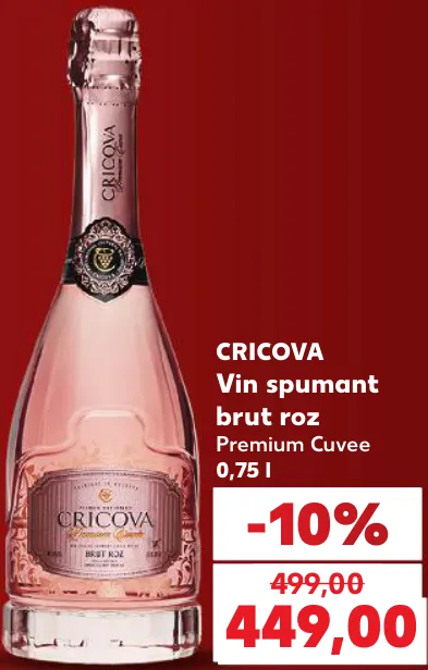 Вино игристое розовое брют Premium Cuvee CRICOVA, 0,75 л