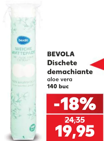 Dischete demachiante Bevola cu aloe vera, 140 buc