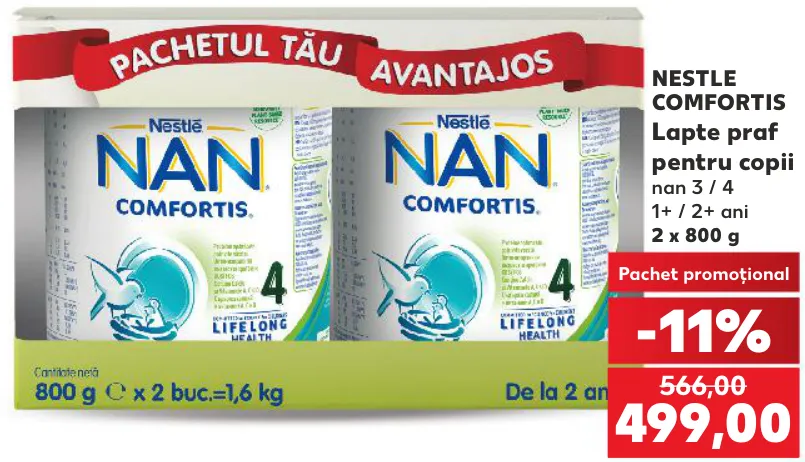 NESTLE COMFORTIS Дитяча молочна суміш NAN 3 / 4, 2 x 800 г