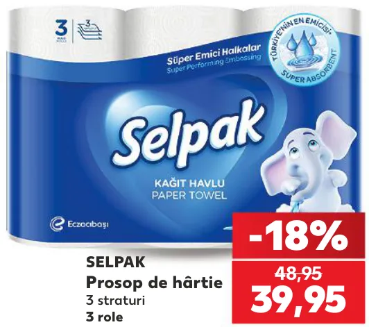 SELPAK Prosop de hârtie, 3 role