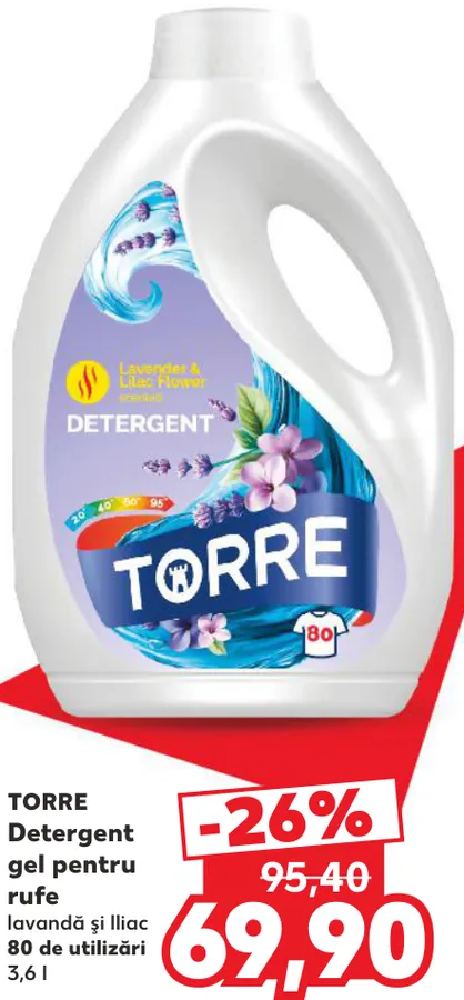 Torre detergent gel pentru rufe, lavandă și liliac, 3,6 l