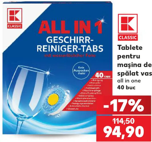 K-Classic Tablete pentru mașina de spălat vase all in one, 40 buc