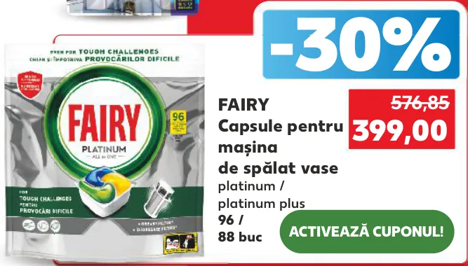 Fairy Капсулы для посудомоечной машины Platinum / Platinum Plus, 96 / 88 шт.