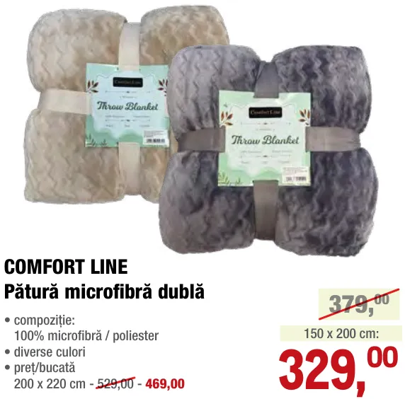 Pătură dublă din microfibră COMFORT LINE