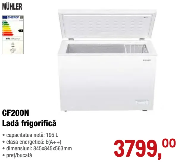 Ladă frigorifică MÜHLER CF200N, 195 L