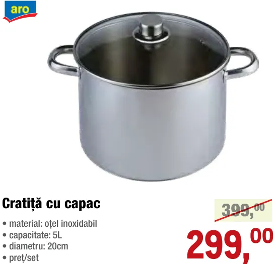 Cratiță aro cu capac, 5 L