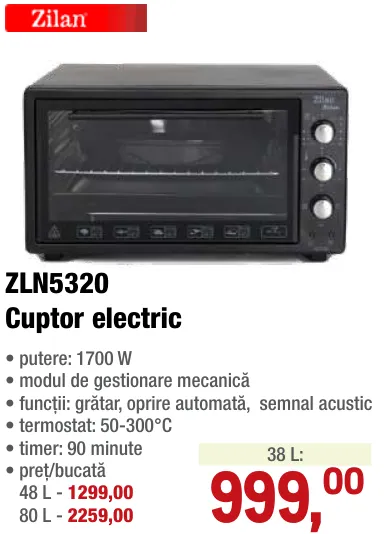 Cuptor electric Zilan ZLN5320, 38 L