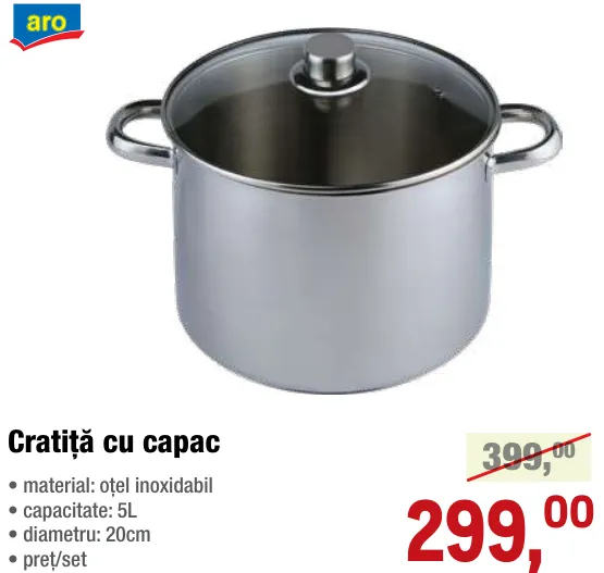 Cratiță cu capac aro, 5 L