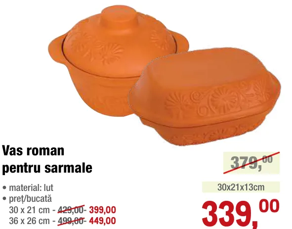 Vas roman pentru sarmale 30×21×13 cm