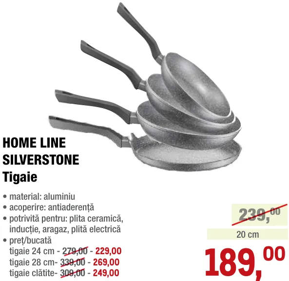 Tigaie HOME LINE SILVERSTONE 20 cm