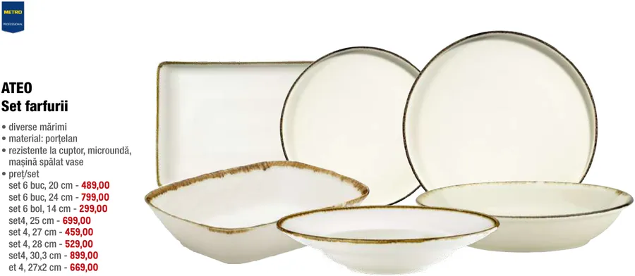 ATEO Set farfurii 24 cm, 6 bucăți