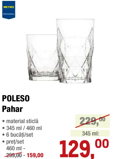 METRO Professional POLESO Pahare, 6 × 345 ml
