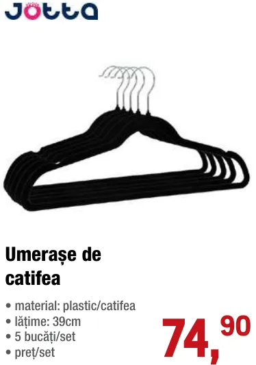 Umerașe de catifea Jotta, 5 bucăți/set